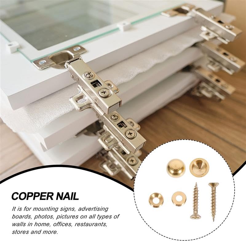 8pcs 13/15mm Copper Screw Cover Caps Mirror Glass Tea Table Flat Advertisement Fixing Screws Cover Nails Washers - (Length: 15mm)