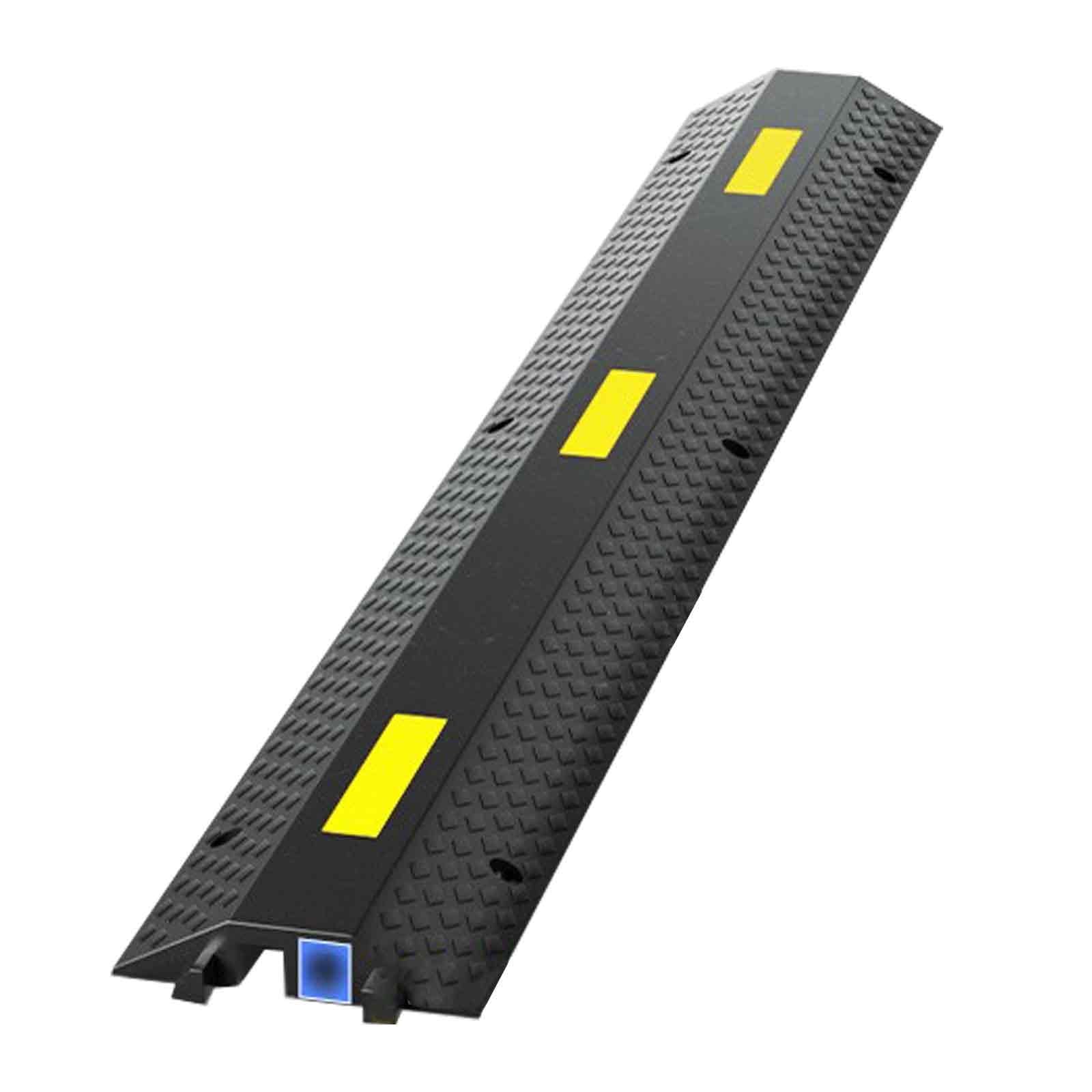 Canaleta Pasacables para Suelo de 2 Canales, Cubierta de Cable de Caucho de 10 Toneladas, Reductor de Velocidad para Entradas de Vehículos con Amarillo Altamente Reflectante