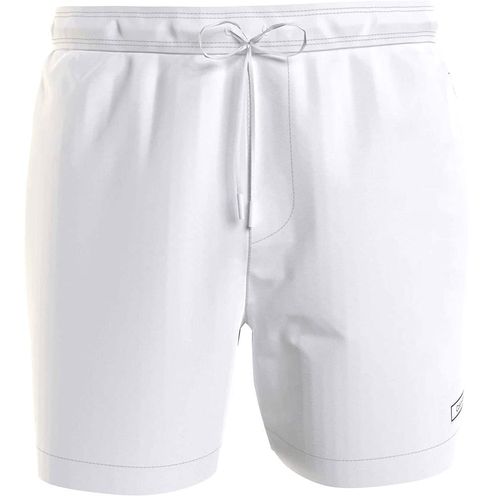 Calvin Klein Men Medium Drawstring Swimming Trunks Long, White (PVH Classic White), XL