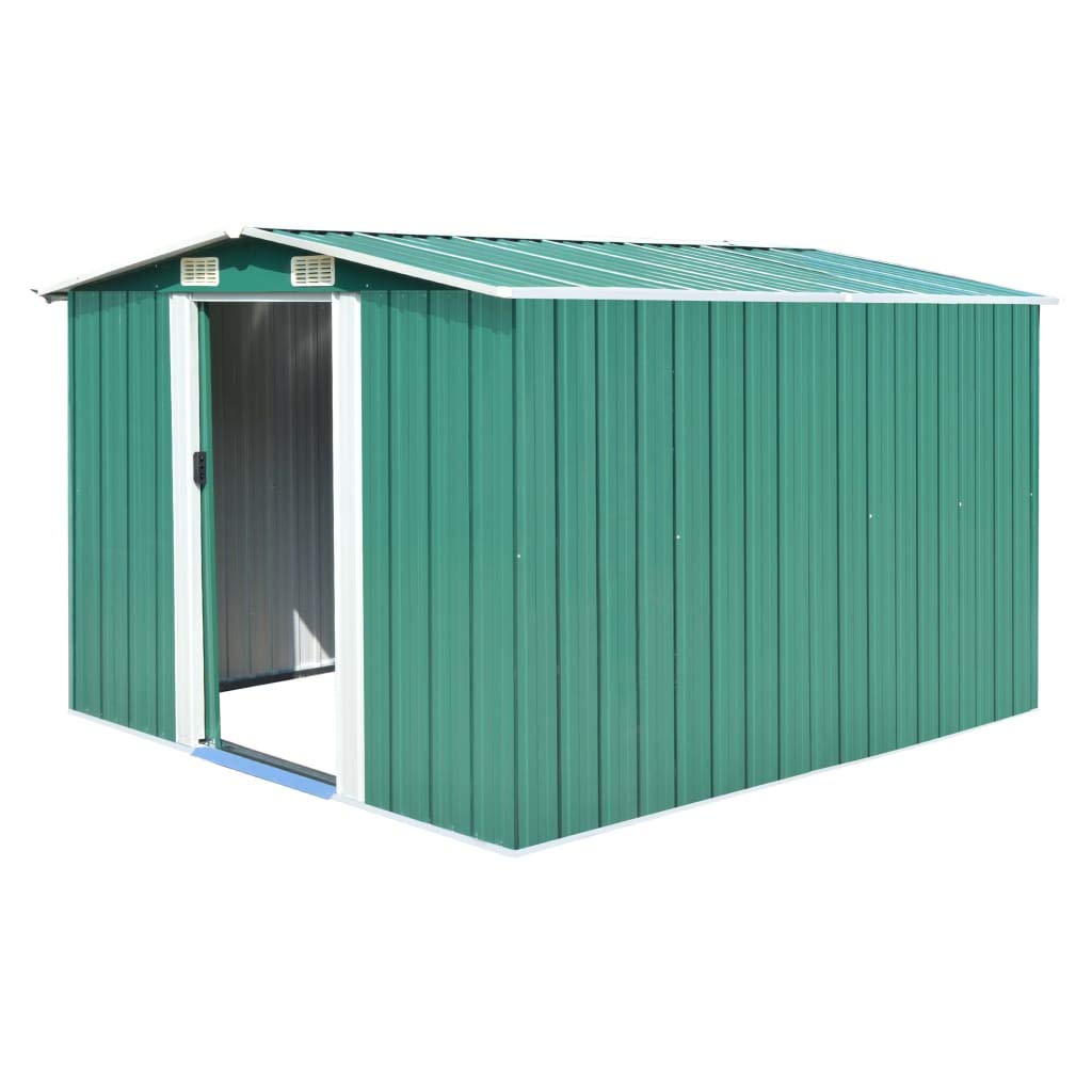 Homgoday Domek ogrodowy 257 x 298 x 178 cm zielony metal, meble, na zewnątrz, szopa ogrodowa, pokrywa kosza, narzędzia domek ogrodowy, domek na narzędzia do gospodarstwa i podwórka
