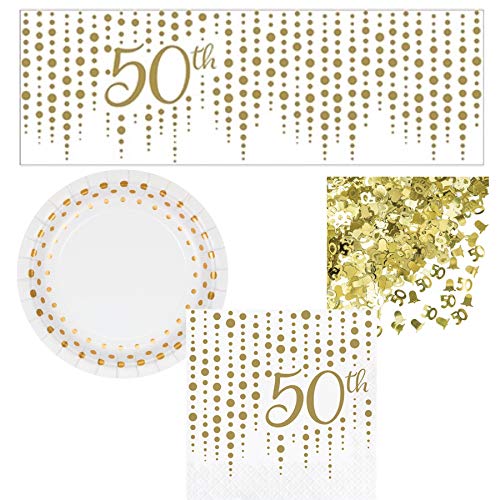 Buy 1 get 1 50th Wedding Anniversary Celebration Party Supplies 16 Plates, 16 Napkins, Banner + Confetti Buy 1 get 1 50th Wedding Anniversary Celebration Party Supplies 16 Plates, 16 Napkins, Banner + Confetti