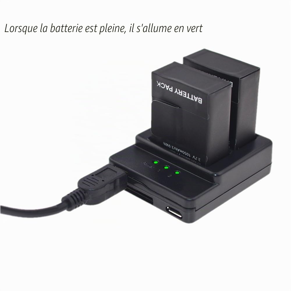 Suptig Batterie (Lot de 2) et Chargeur Daul pour GoPro HERO3/Gopro HERO3+ et Gopro AHDBT-301/AHDBT-302