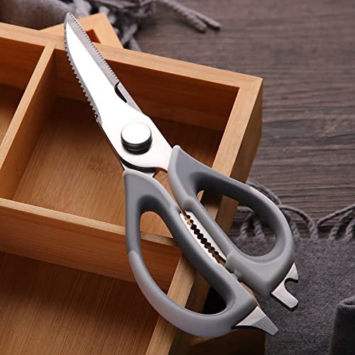 Kitchen Scissors for Food Heavy Duty, All Purpose Kitchen Shears that Come Apart Dishwasher Safe, Sharp Stainless Steel Cooking Scissors for Meat, Poultry, Fish (Grey)