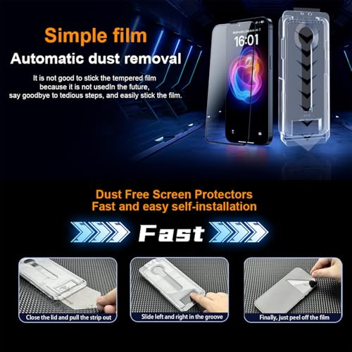 Image of OneFish Privacy Screen Protector for IPhone 16 Plus Anti-Spy Tempered Glass Dust-Free Bubble-Free Anti-Fingerprint 9H Scratch Protection & Hassle-Free Installation Frame [2-Pack]