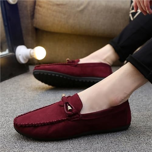 Men's Round Toe Solid Color Loafers Shoes Suede Vamp Anti-Slip Comfortable Flat Heel Party Walking Slip On3
