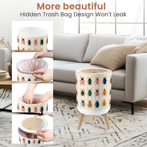 Caneca de basura pequeña boho con tapa 1.8 galones miniatura 3