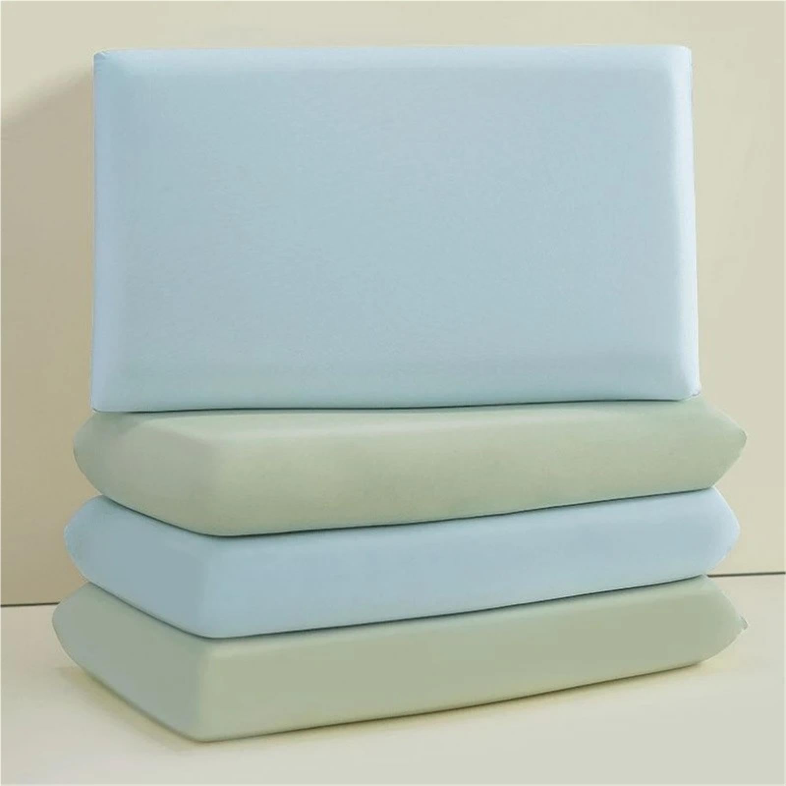 Federe Rinfrescanti Federa in seta stretch color ghiaccio | Le fasce elastiche si adattano perfettamente ai cuscini in memory foam(Blue,4PCS)
