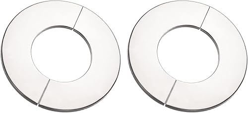 uxcell Placa de escudo de acero inoxidable con brida dividida de pared de 0.945 in y 1.102 in para agujeros de tubería de plata 1 juego