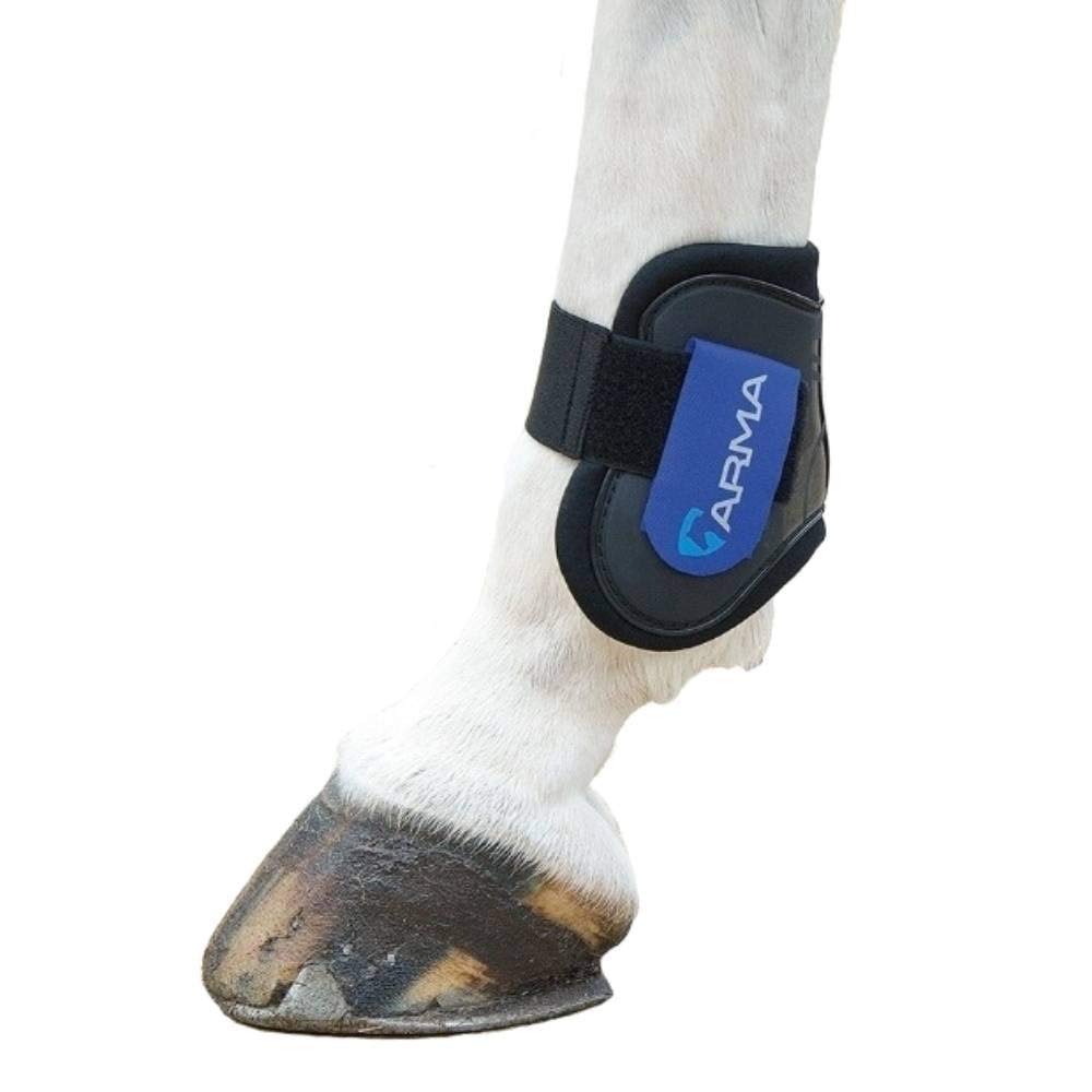 Shires Arma Fetlock Boots - Black/Royal Blue: Pony/Cob