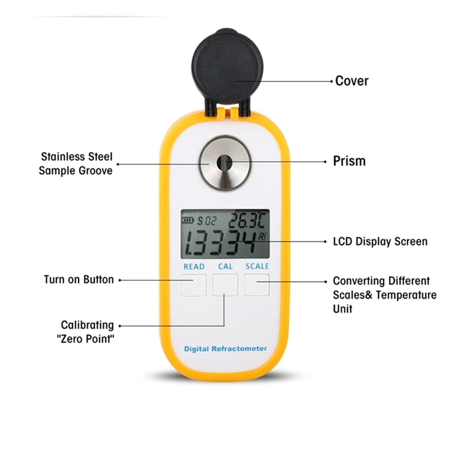 Rifrattometro digitale for birra, doppia scala - Idrometro specifico 1.000-1.130 Brix 0-50% Misuratore di alcol for vino mosto di birra SG per il test dei contenuti