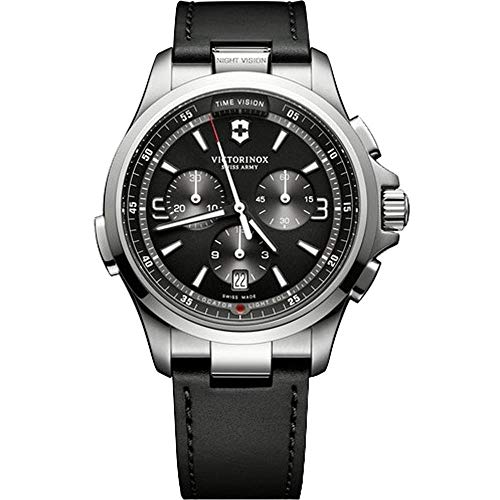Preisvergleich Produktbild Victorinox Herren Chronograph Quarz Uhr mit Leder Armband 241785