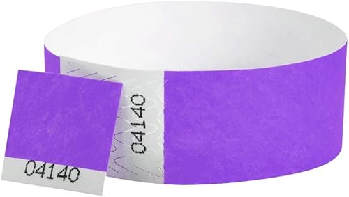 WristCo Pulseras Tyvek de color morado para eventos, 500 unidades de x 10 pulgadas, impermeables, reciclables, cómodas, resistentes al desgarro,