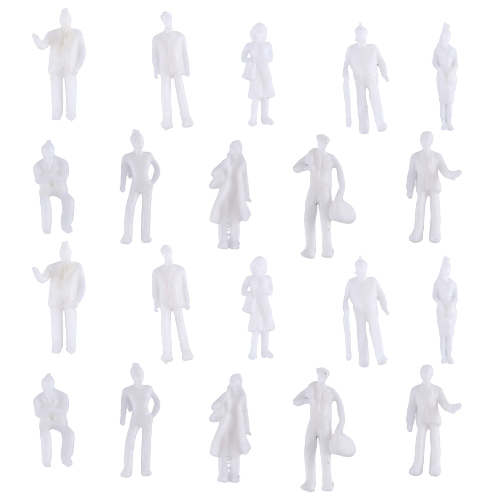 Knadgbft White 100Pcs Ho Scale 1:100 Model People Unpainted Train Figures