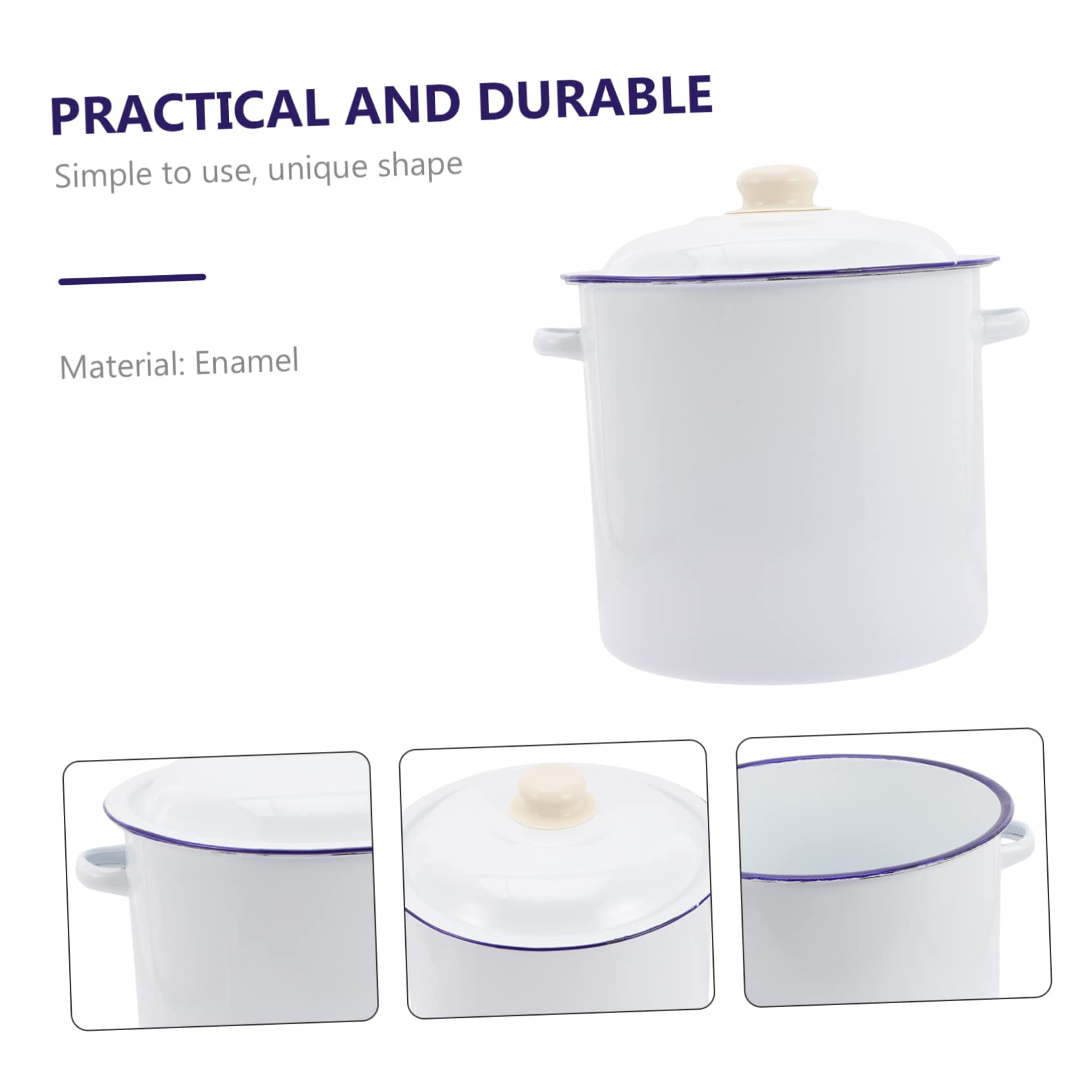SHOWERORO Secchio Smaltato Bianco da 20L, Contenitore Multiuso Resistente ad Acidi e Sostanze Alcaline, Secchiello per Tè e Acqua Domestica, Forniture per Chimiche, Confezione Singola
