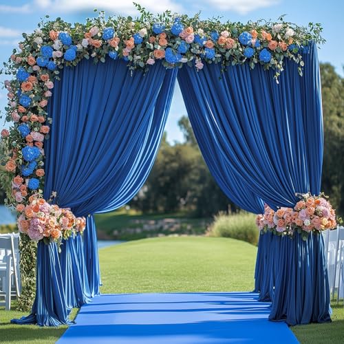 Image of 20ft x 12ft Royal Blue Backdrop Curtain for Parties, Wrinkle Free Polyester 4 Panels 5x12ft Photo Backdrop Drapes Back Drop Cloth for Wedding Birthday Party Baby Shower Photography Background