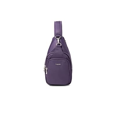 Baggallini Central Park Sling Backpack Bags Deep Grape Twill, Nylon