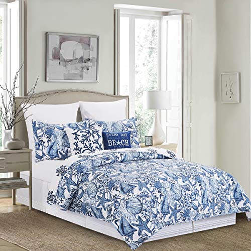 C&F Home Blue Coast Shells King Bedspread King Blue