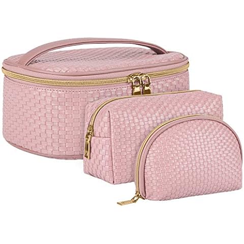 Makeup Bag for Women Travel Cosmetic Bag Toiletry Bags Portable Waterproof Makeup Organizer Bag Makeup Bags 3 Pack Pink Cover