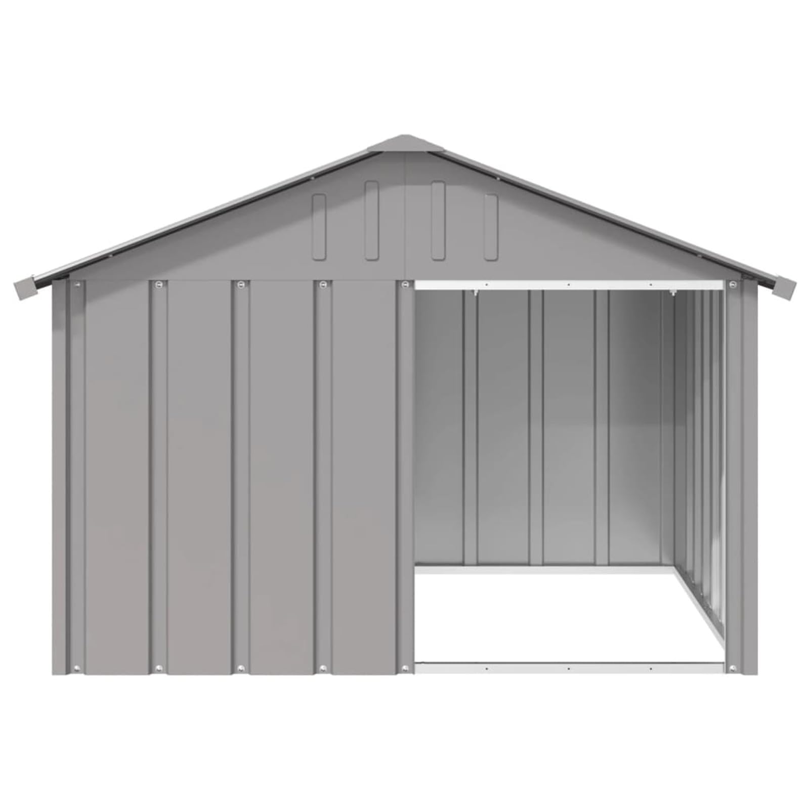 IKAYAA Caseta para Exteriores Grande, Caseta para Perros Acero Galvanizado 116.5 x 103 x 81.5 cm Gris