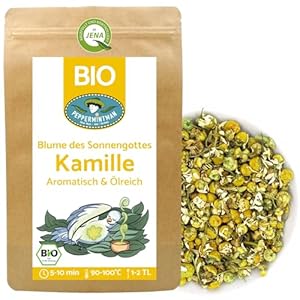 Bio Kamillentee 300g aus Europa - hochölhaltig - ganze Kamillenblüten getrocknet - aromastark und ölreich - direkt vom europäischen Familienbetrieb - PEPPERMINTMAN