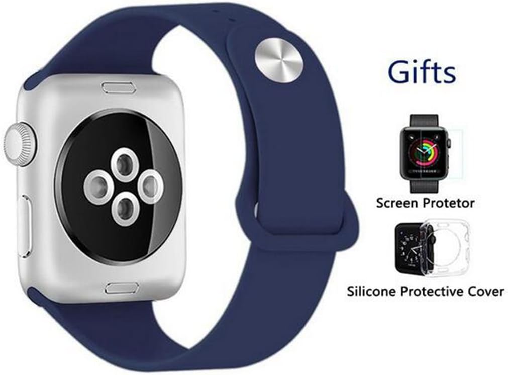 Kortusa Watch Band 42mm Silicone Soft Sport Replacement watch Band for Watch Series 1 Series 2 Series 3 Navy blue