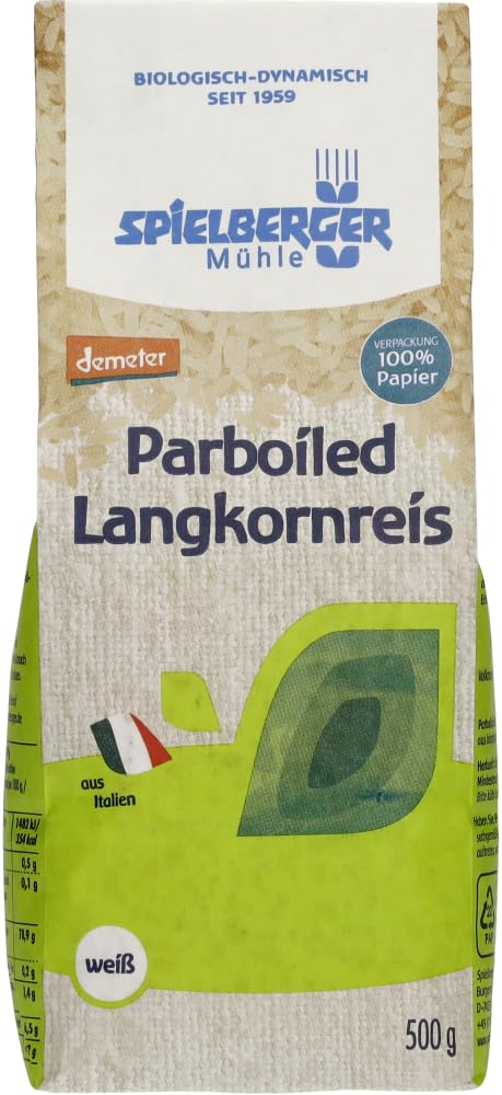 Parboiled-Reis, Langkorn, weiß, demeter 18 x 500 g