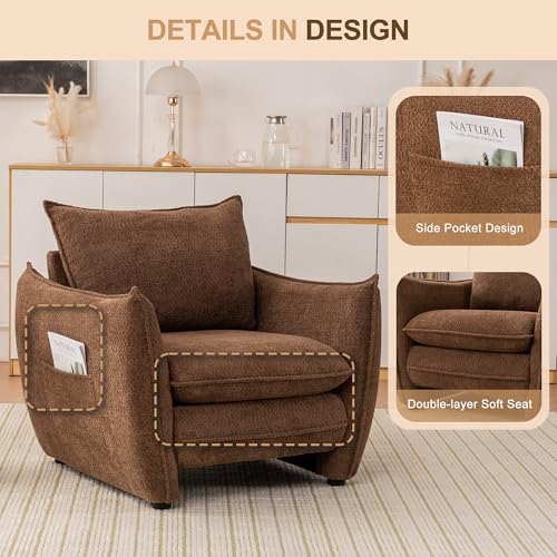 Sillón Plegable Tela Chenille Marrón Claro miniatura 5