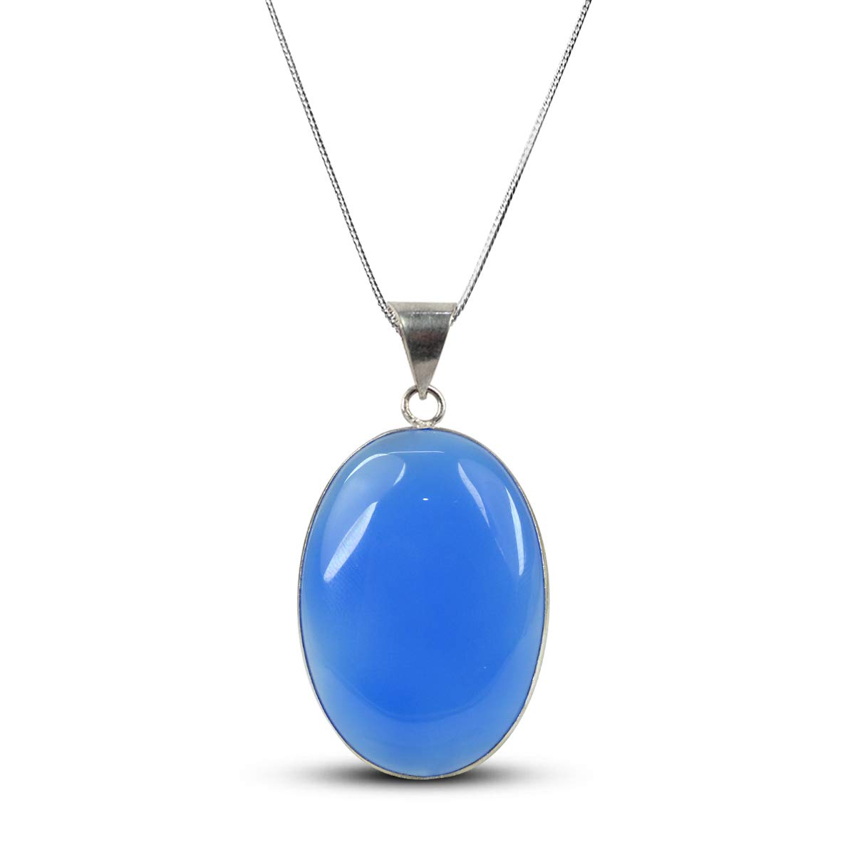 AAA Blue Onyx Pendant Oval Shape Crystal Stone Locket - Pendant with Metal Chain for Reiki Healing and Crystal Healing Gemstone for Unisex (Color : Blue)-image-15