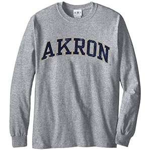 Akron Zips 100-Percent Pre-Shrunk Vintage Arch College Long Sleeve Tee, Medium, Sport Grey