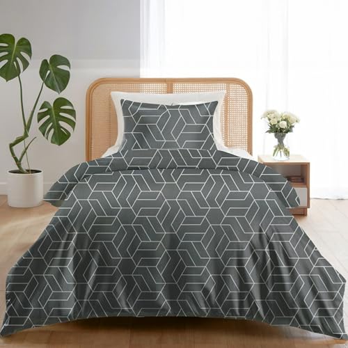 Dreamzie Bettwäsche Set 135x200 cm mit 1 Kissenbezug 80x80 cm – Geometrisch-Muster – Bettwäsche für Einzelbett aus 100% Mikrofaser – Oeko-Tex...