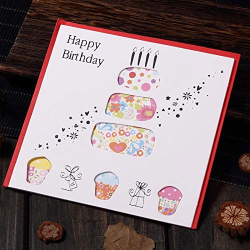 xinchenglove Multicolor Printing Hollow Flowers Plant Greeting Cards for Happy Birthday Party Blessing Message Postcards Gift Card 1pcs/12pcs/24pcs AQ045 (L,24pcs)