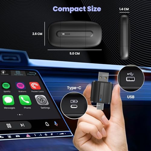 Image of Dyazo 2-in-1 Wireless CarPlay & Android Auto Adapter | Plug & Play USB /Type-C | Converts Factory Wired CarPlay Auto to Wireless | 2.4G /5G Stable WiFi Connection | Compatible with iOS & Android (Black)