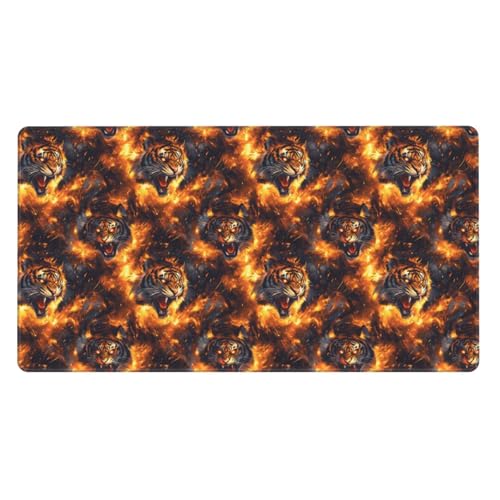 Grand tapis de souris de jeu tigre pour ordinateur et bureau - XL