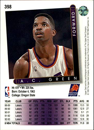 Amazon.com: 1993-94 Upper Deck #398 A.C. Green Phoenix Suns NBA