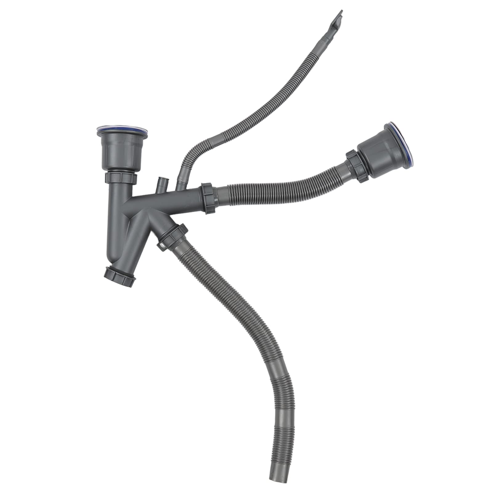 Desagües Dobles para Fregadero de Cocina, Desagüe de 110 Mm/4, 3 Pulgadas, Desagüe de Doble Lavabo de 50 Mm/2 Pulgadas, Flexible y Extensible, Drenaje Rápido, No Es Fácil de Obstruir para Desagüe