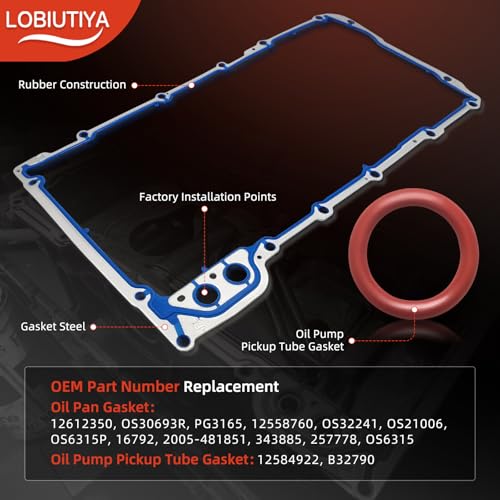 Image of Oil Pan Gasket Kit, 12637683 Valve Cover Gasket+12612350 Oil Pan Gaskets Compatible with Chevy Silverado Suburban Tahoe Trailblazer GMC Sierra Yukon 4.8L 5.3L 6.0L 6.2L OEM#OS30693R B32790