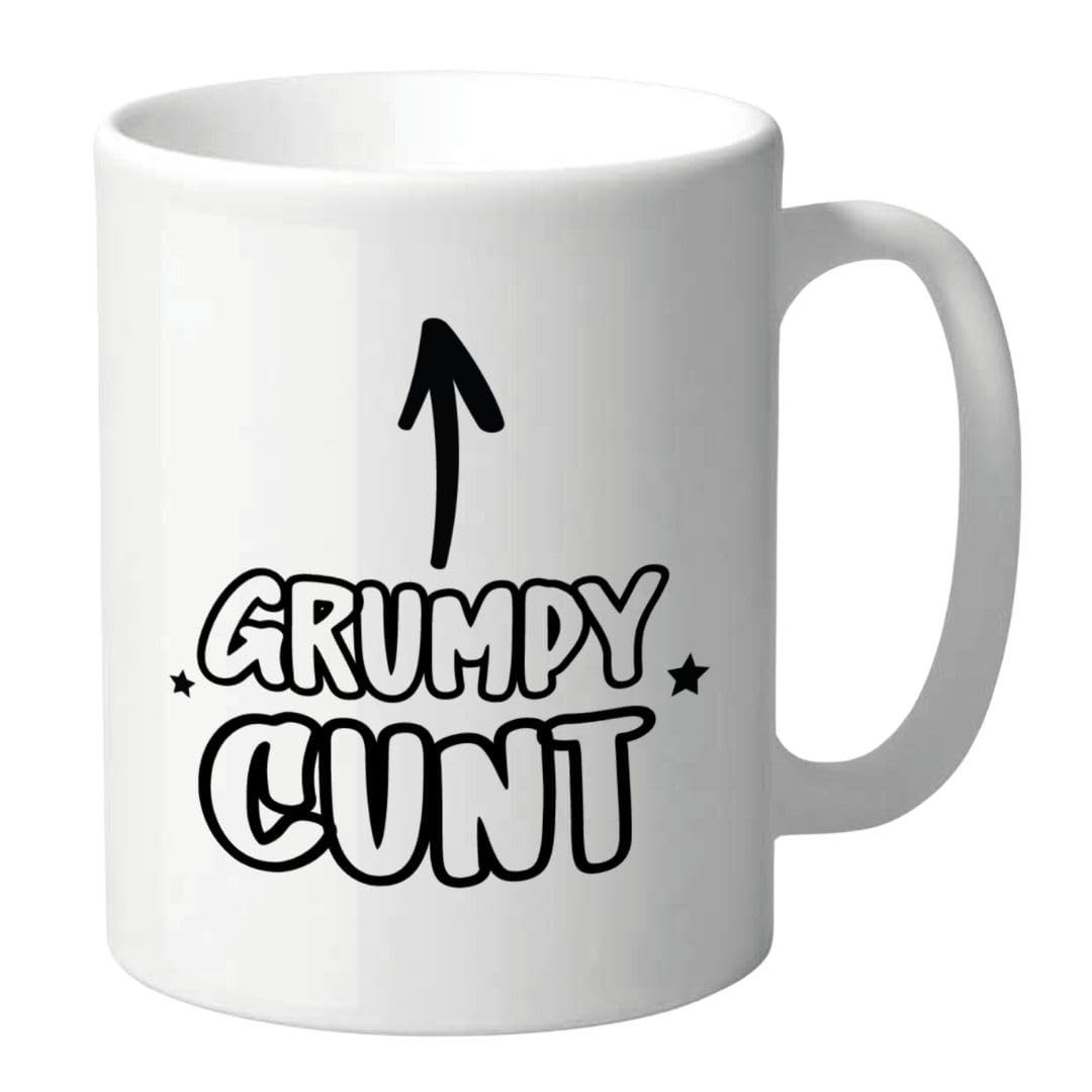 Wanky Candles Men's White Funny Rude Mug For Adults Offensive Swearing Quotes Cheeky Humour Coffee Cup For Wo Friends Colleagues Birthday Christmas (Grumpy Cunt)
