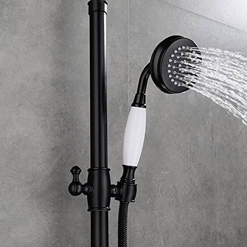 Ensemble de robinet de douche exposé noir et mitigeur mural avec bec