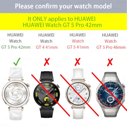 Image of iDaPro Screen Protector for Huawei Watch GT 5 Pro GT5 Pro 42 mm [4 Pieces], Tempered Glass, 9H Hardness Glass, Scratch-Resistant, Bubble Protection, Anti-Fingerprint, Easy Installation
