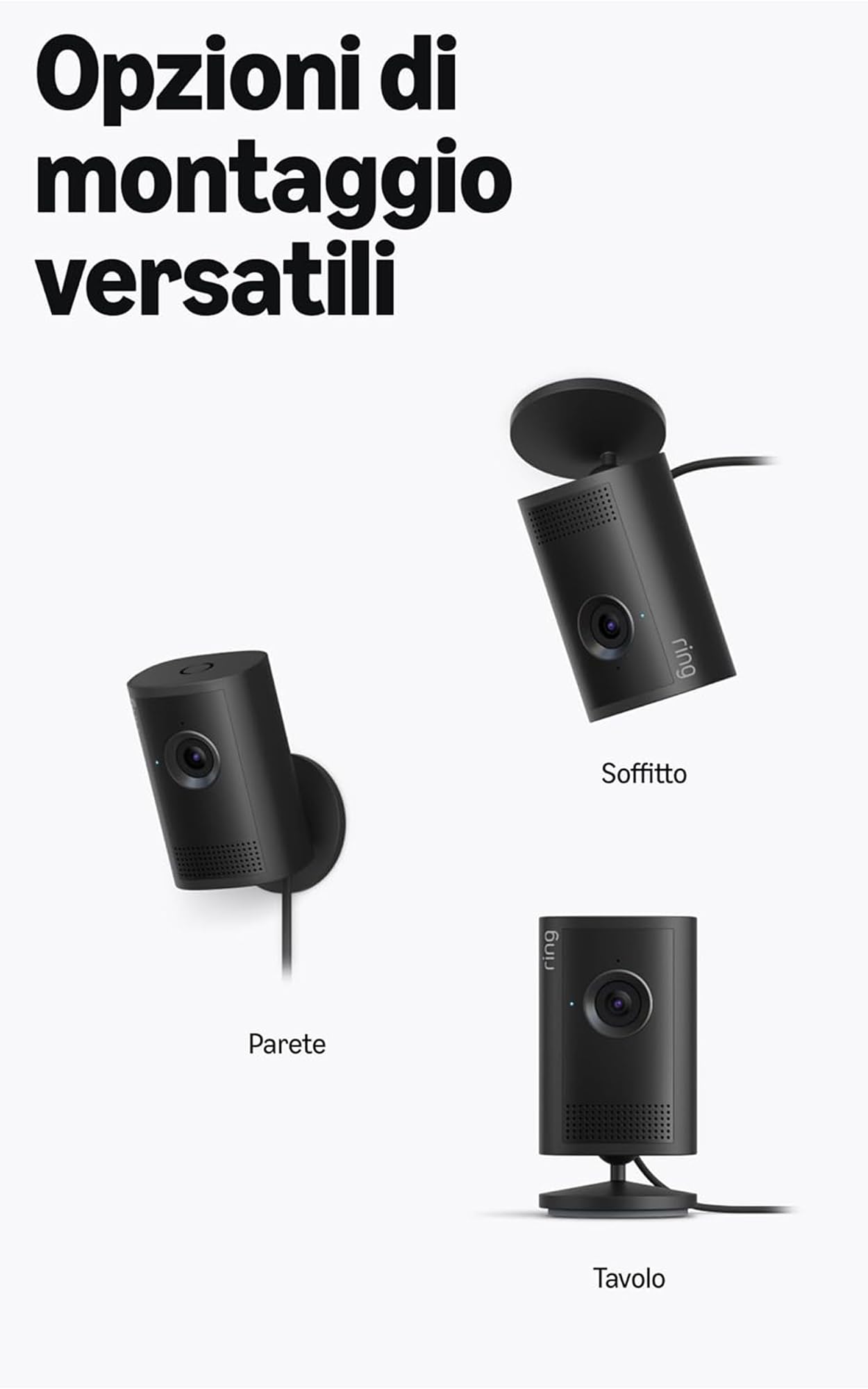 Ring Videocamera interna Plus (ultimo modello) con Videocamera esterna Plus | Videocamera di sicurezza plug-in | Retinal 2K, zoom ottimizzato 4x| Prova gratuita di 30 giorni del piano Ring Home