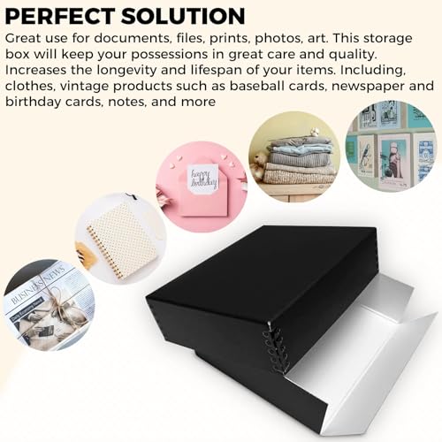Image of Golden State Art, Drop Front Archival Storage Box, 9.25 inchx11.75 inchx3 inch-Black | Acid-Free 8.5x11 Museum Photo Storage Box with Metal Edge, Preserve Documents, Prints, Poster, Photographs, Arts And Crafts