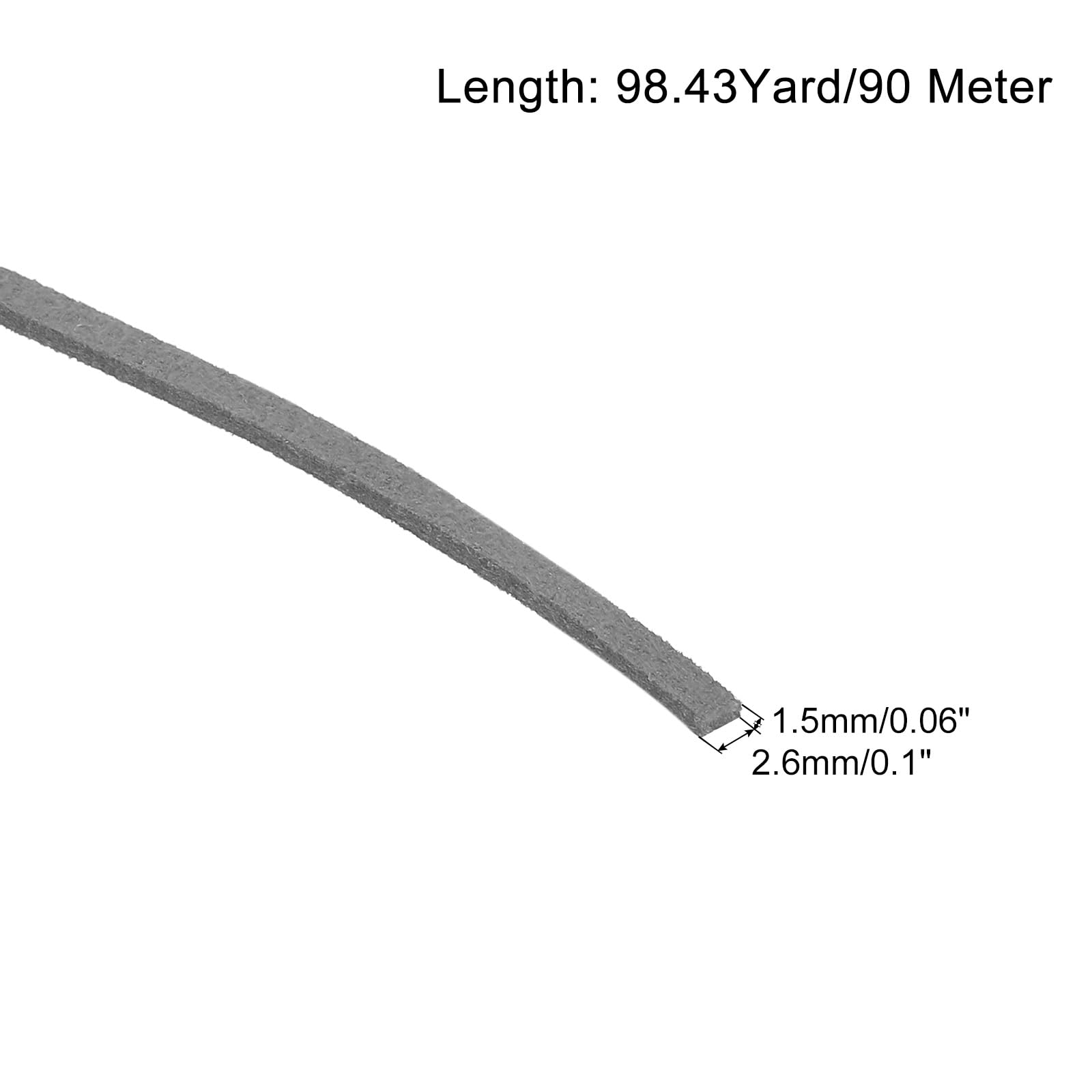 QUARKZMAN Wildleder Schnur, 90 Meter Lederband Flach Lederriemen 2,6mm Lederschnur für Geldbörse Handtasche Schnürsenkel DIY Bastelarbeiten Armbandherstellung, Grau