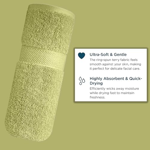 Image of Sulfar 100% Terry Ring Spun Cotton Face Towel - Quick-Dry, Highly Absorbent (480 GSM) (30 x 30 Cm) Misty Green (Pack of 1)