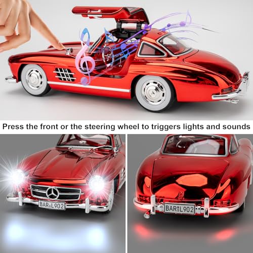 Auto de colección 1:24 300SL vintage rojo miniatura 5