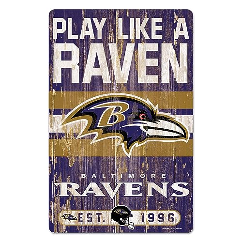 Wincraft NFL Baltimore Ravens 11x17 Wood Sign, Team Color, One Size