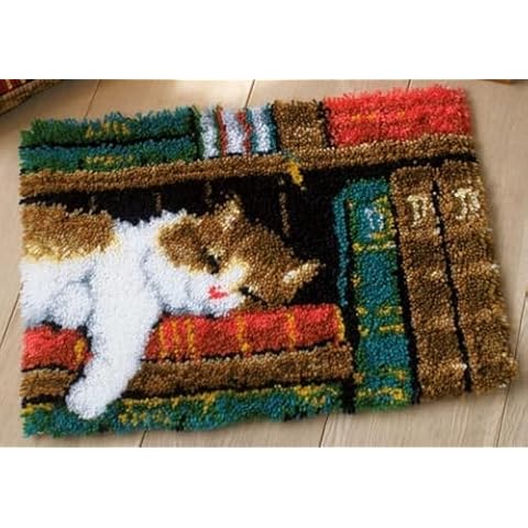 Generic Cat on Bookshelf Latch Hook Rug Kits Cover