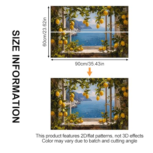 Image of Amalfi Lemon Window Backsplash Peel and Stick, 35.4x23.6 in