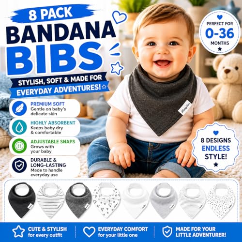 Image of KiddyStar Premium Organic Cotton Bibs for Drooling & Teething Babies