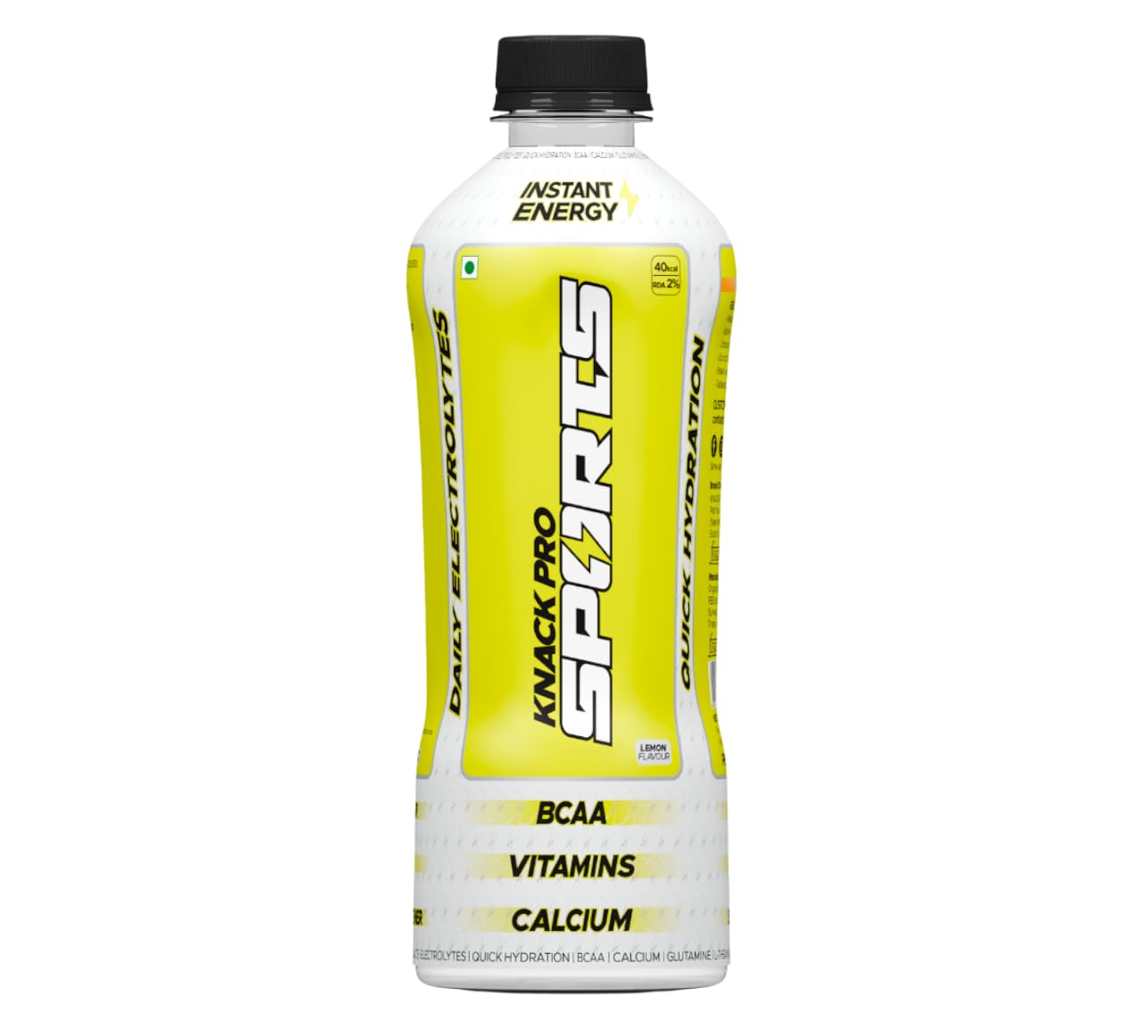 Knack Pro Sports Hydration Drink Lemon Flavour 200ml | Pack of 8 | Electrolytes with BCAA Glutamine Prebiotics Vitamins B5 B6 C and Calcium | Essential Salts for Quick Recovery