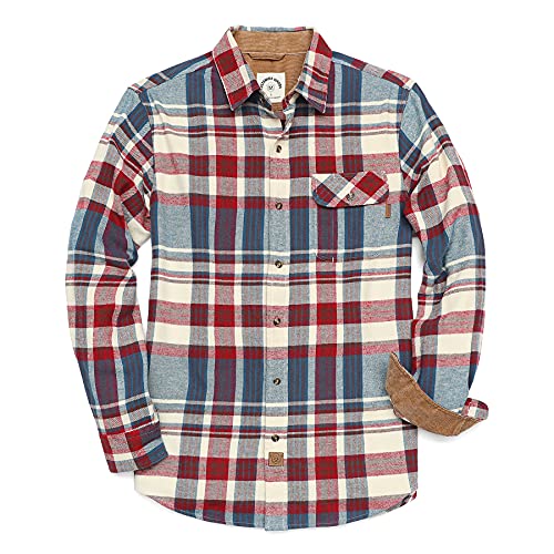 Dubinik® Mens Flannel Shirts Long Sleeve Flannel Shirt For Men Casual Button Down Brushed 100% Cotton Shirt #TOP15